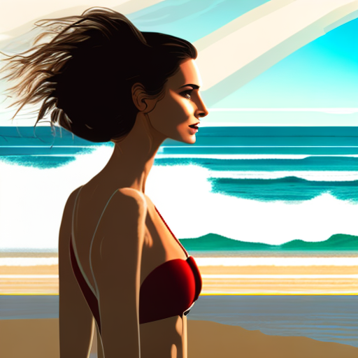 estilovintedois woman in front of a beach