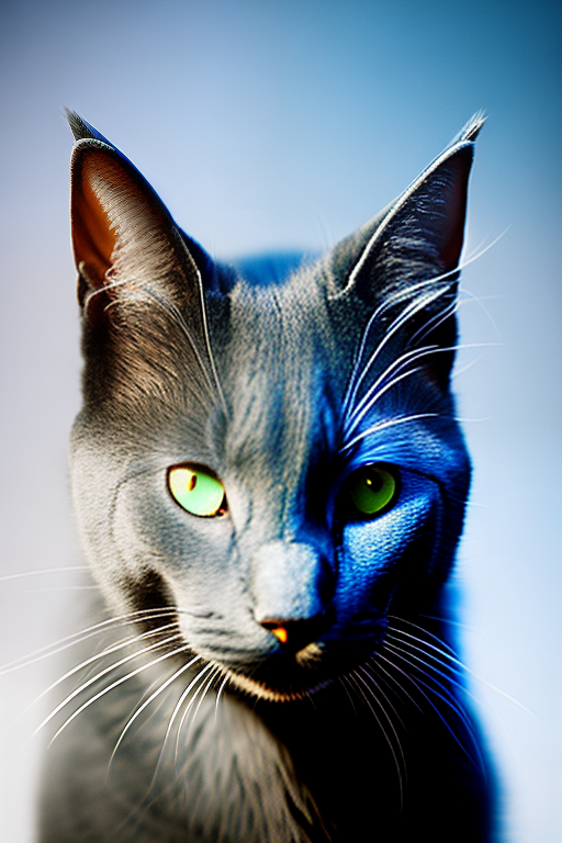 redshift style Grey short haired, male, Russian blue cat with dark green eyes and grey nose, dressed as a medieval King, feline, portrait, finely detailed armor, silver, silk, dramatic lighting, 4k,  seed 3141822067 DSLR photography, sharp focus, Unreal Engine 5, Octane Render, Redshift, ((cinematic lighting)), f/1.4, ISO 200, 1/160s, 8K, RAW, unedited, symmetrical balance, in-frame