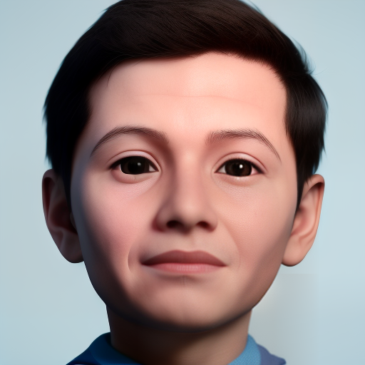 redshift style 7 year old boy's face, small eyes, cartoon
