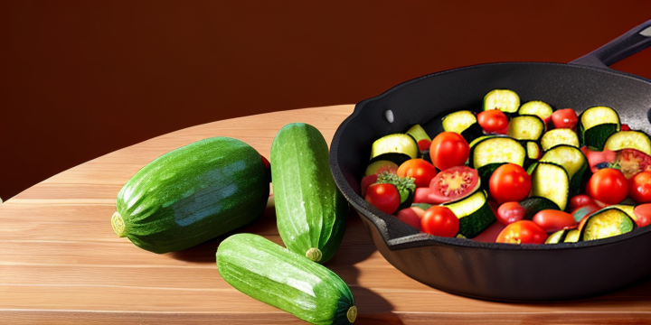  (((all in one big cast iron pan))), ((Zucchini)), ((Cabbage)), ((cucumbers)), ((tomatoes)), ((Eggplant)), (in the middle of the table), (on wooden table), food photograph, food styling, ultra realystic, Octane Render, Redshift, volumetric lighting, hyperrealism, aesthetically pleasing, studio lighting, trending, color macro, highly detailed, bright and beautiful, no partial objects, no defragmented objects
