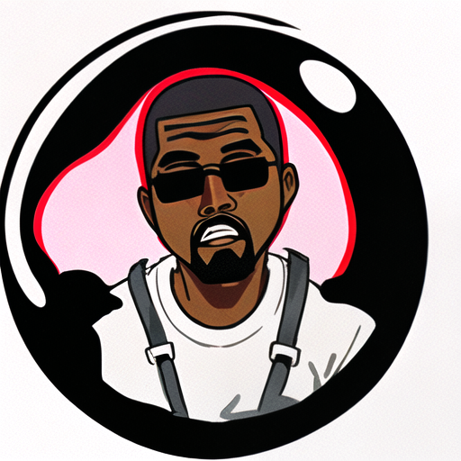  Die-cut sticker, Kanye west, white background, illustration minimalism, vector, pastel colors