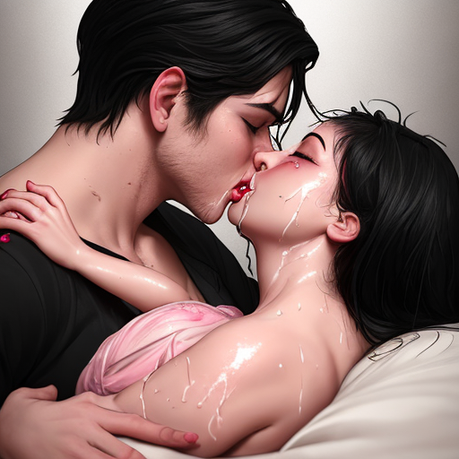  As the woman leans in to smooch the baby's lips tightly, her pink lipstick and black hair are the first things that catch the eye. The baby's head is small compared to the woman's plump, juicy lips. The woman squeezes her lips hard into the boy's face, causing her saliva to splash on his face, covering it entirely with pink lipstick.

The woman's lips are very wet, and the saliva that she's splashing on the boy's face is making him blush and feel pleasure, causing him to beat his meat. 

As the woman pulls the baby's head closer to her lips, her arms enveloping him tightly, the boy is lost in a world of pleasure and desire. The feeling of the woman's saliva splashing on his face and lips is all-consuming, and he can't help but continue to b