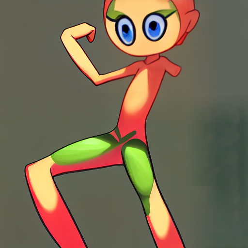  hero for game or cartoon. Humanized beans. Thin arms and legs. Small torso. Big Blue eyes. dancing