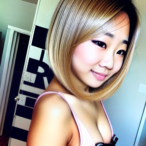  asian + beautiful + blonde hair + details