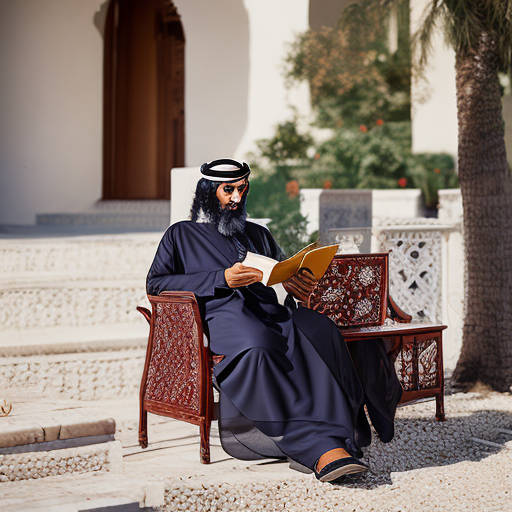analog style Arabic man read from his book in the 16 century  ultra HD, 4K, high details