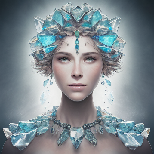  Realistic portrait on the theme of the power of stones and crystals on health