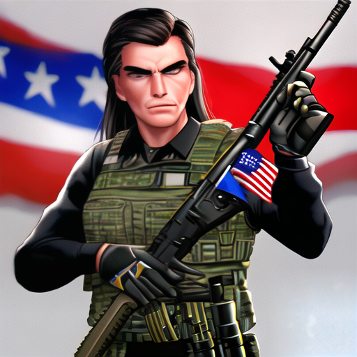  Jair Messias Bolsonaro with a gun, and a flag of USA, reallistic, real,