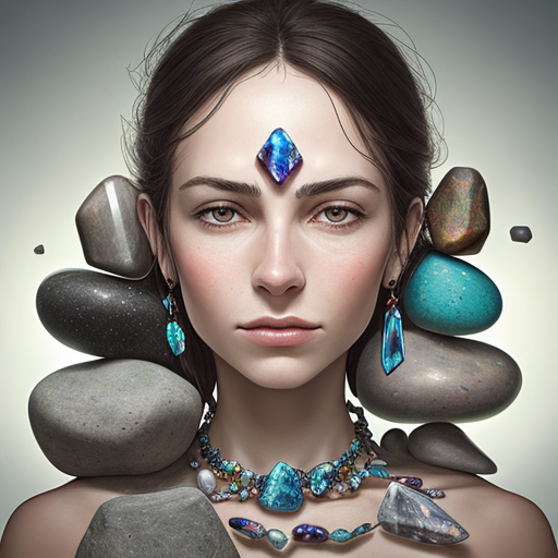  Realistic portrait on the theme of the power of stones and crystals on health