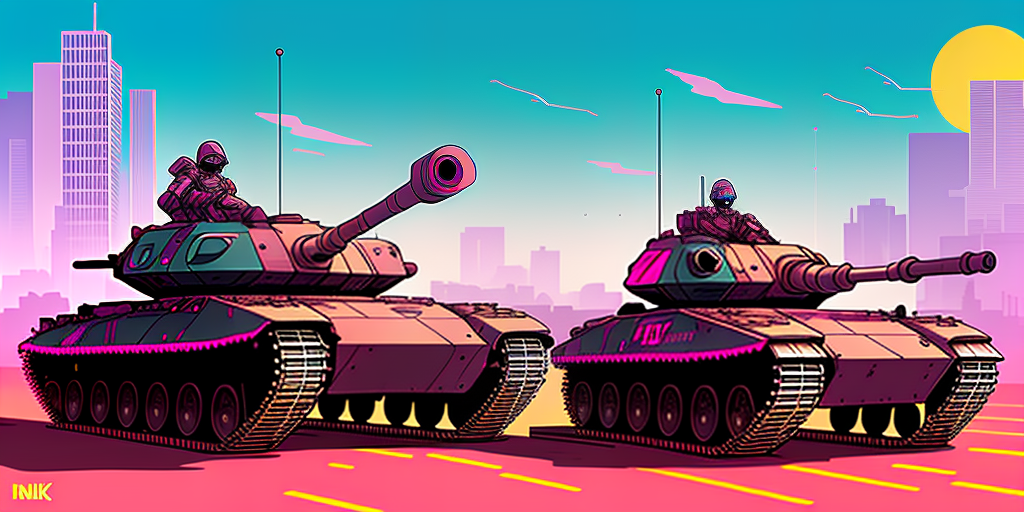 nvinkpunk nvinkpunk cartoon of human-sized ants driving military tanks