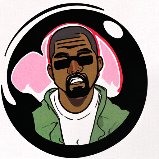  Die-cut sticker, Kanye wes, white background, illustration minimalism, vector, pastel colors